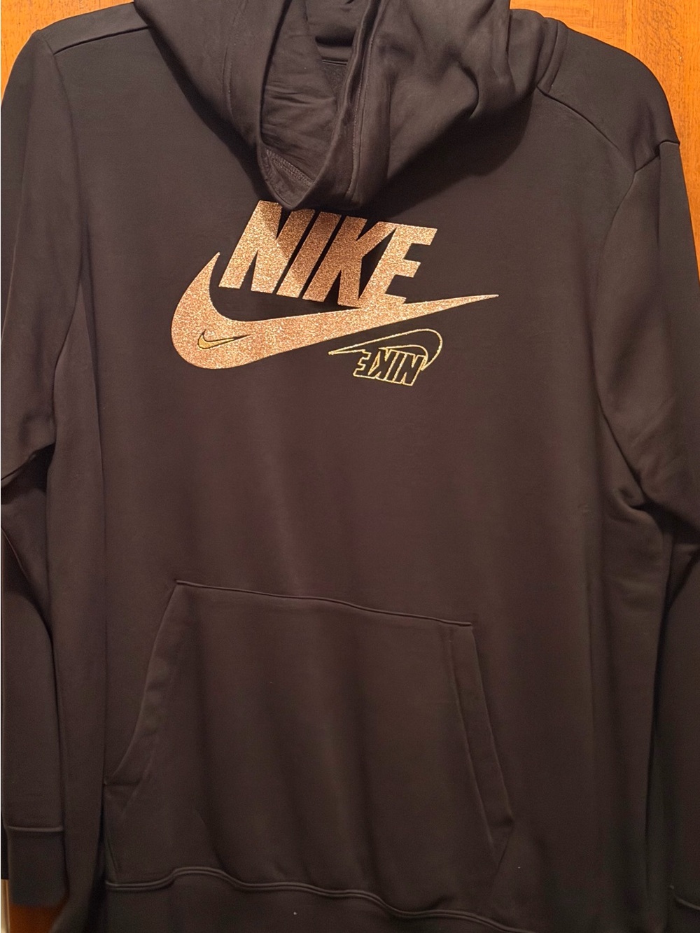 Women’s Nike Black Hoodie with Rose Gold Logo- Size 1x
